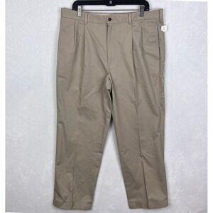 Brooks Brothers Elliot Chino Pants Mens 38x30 New Beige Pleated Straight Cuffed